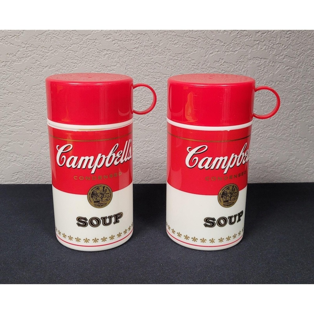 Vintage 1998 Campbell's Soup "Soup-Can-Tainer" Insulated Plastic Containers (2)